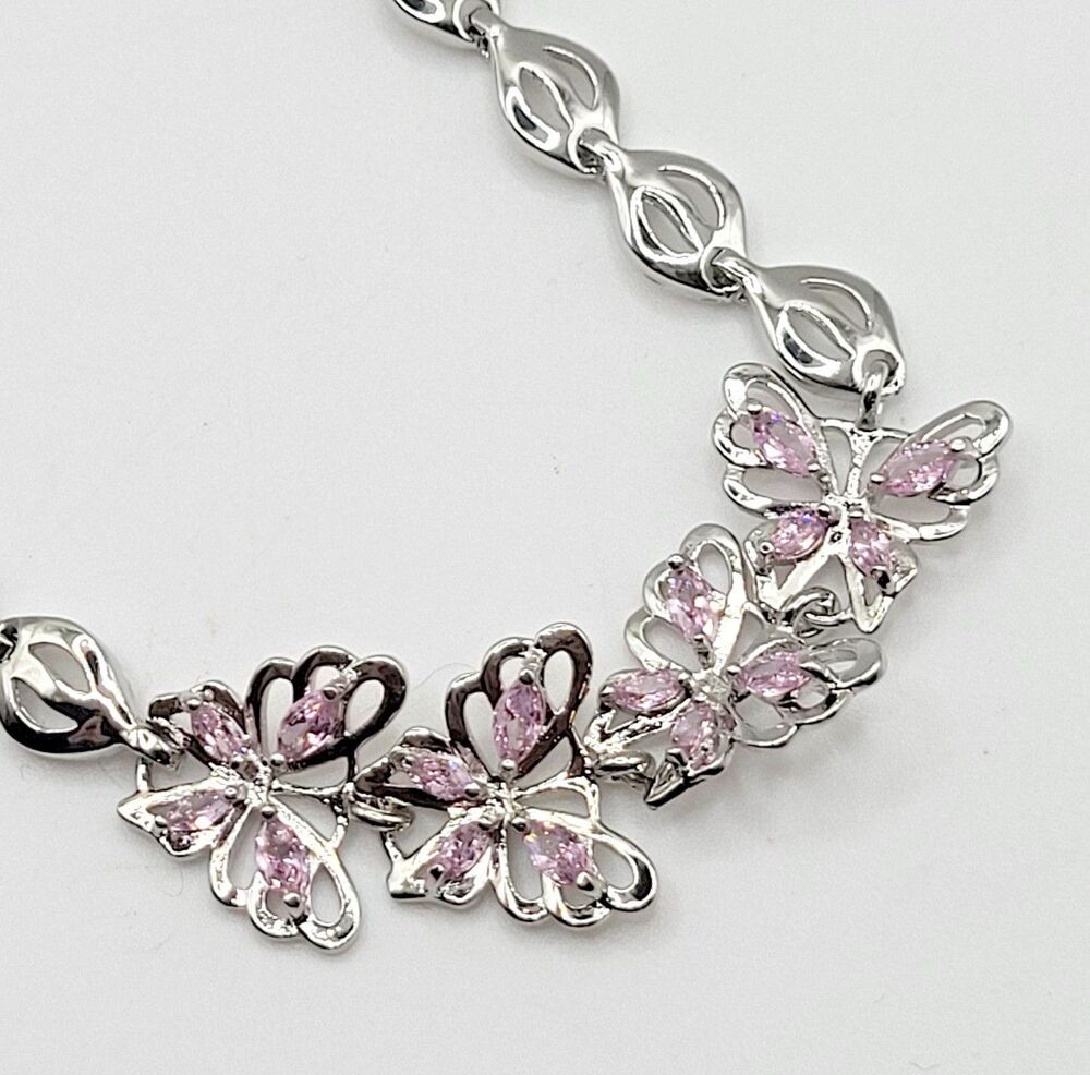 Butterfly Sterling Silver Ankle Bracelet for Women 7"+2" inch Adjustable Size